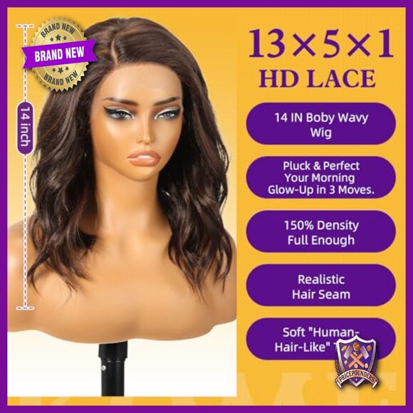 Short Curly Bob Wig, Lace Front Synthetic, Shoulder Length Daily Use